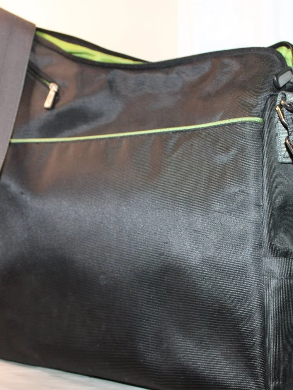 JJ Cole System 180 Diaper Bag Black Damask Green NWT Complete Set